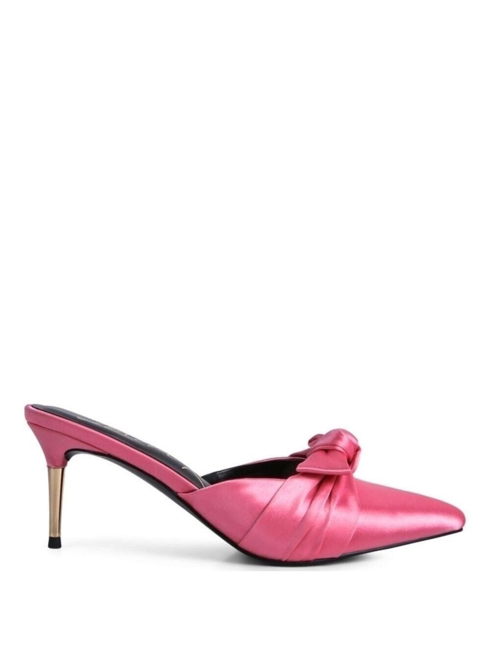 Chic Pink Satin Mule Heels with Bow Sizes 8 - Picture 3 of 6